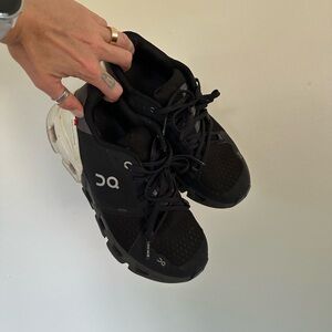 On CloudFlyer Black and White Athletic Shoes